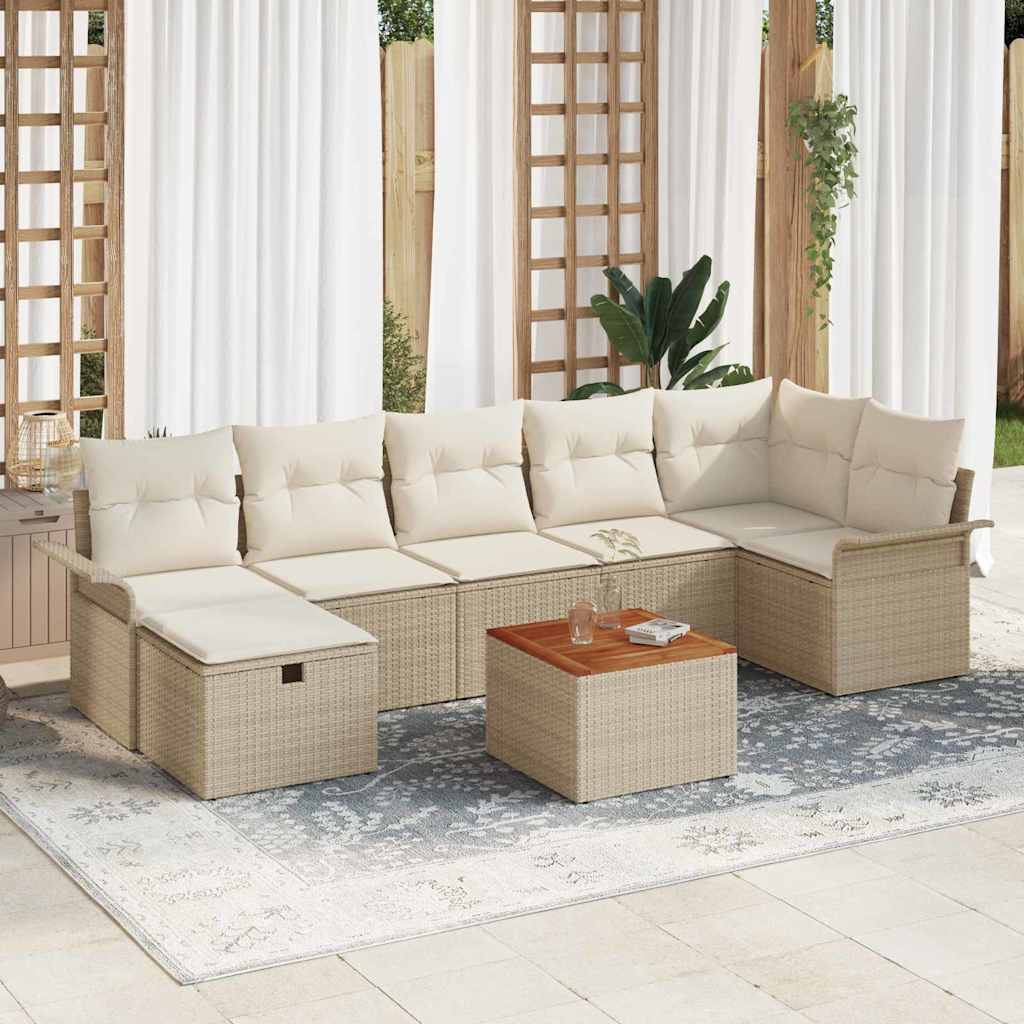 Garten-Sofa-Set 8 pcs Beige Poly-Rattan